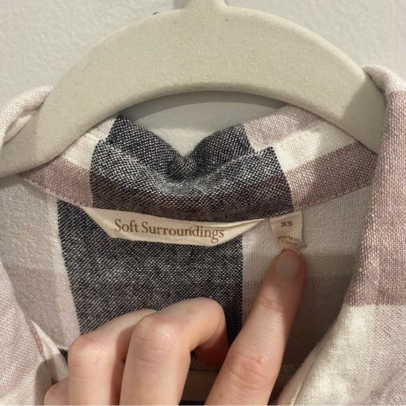 Soft Surroundings Carreaux Plaid Zip Back Button Up Shirt Size XS - Picture 8 of 12